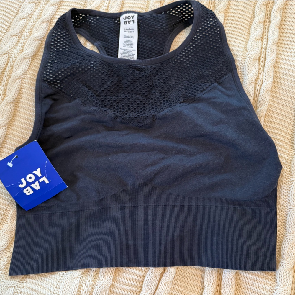 JoyLab Charcoal Mesh Sports Bra
